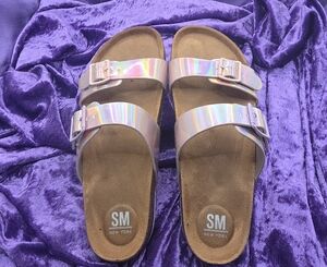 SM New York Holographic Slide Sandals
